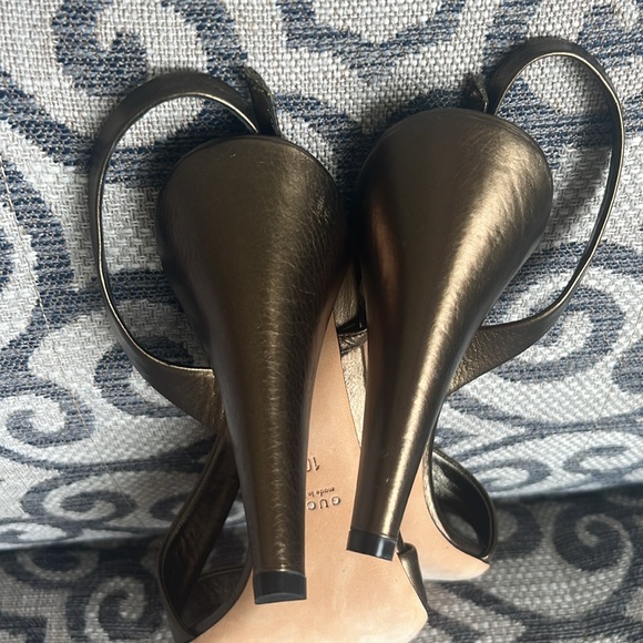 Celebrity owned Gucci Heels Pelle S Cuoio Darwin Metal shoes 10 Bronze - Picture 7 of 8